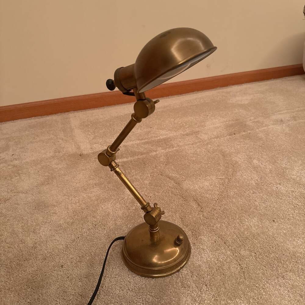Antique Faries Brass Double Joint Articulated Desk Lamp
